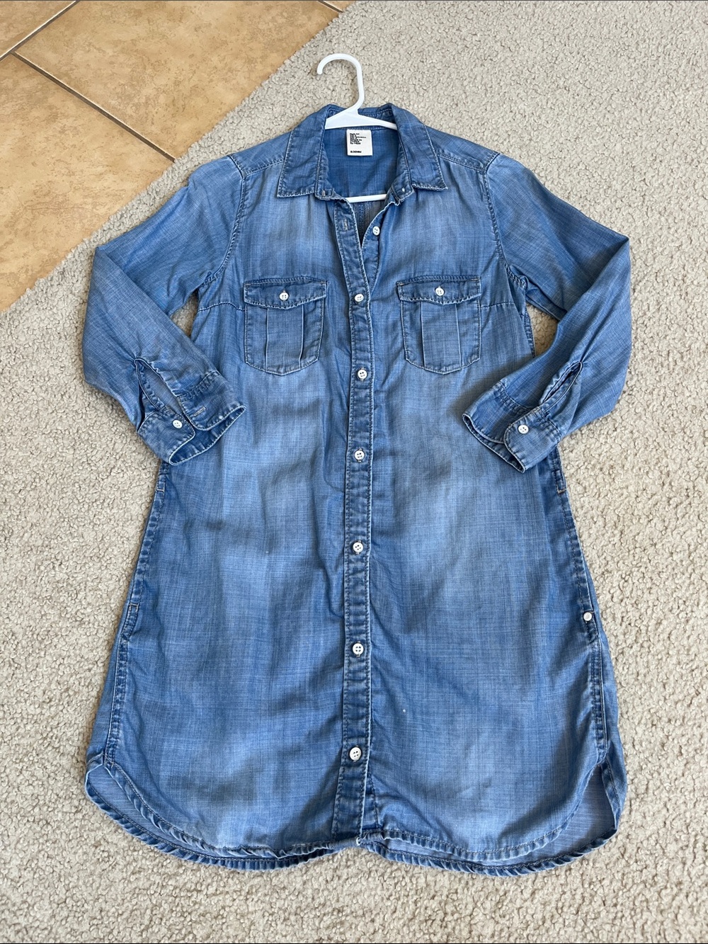 H & M Washed Blue Denim Shirt Dress - Women's Button-Up size 4 S